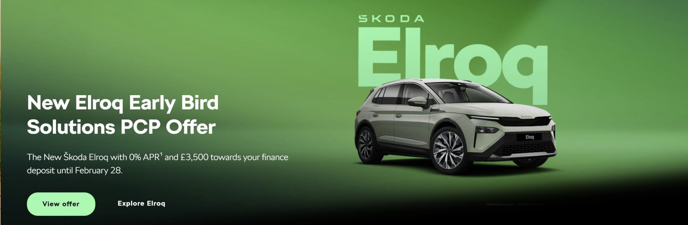 New Škoda Elroq PCP Offer banner